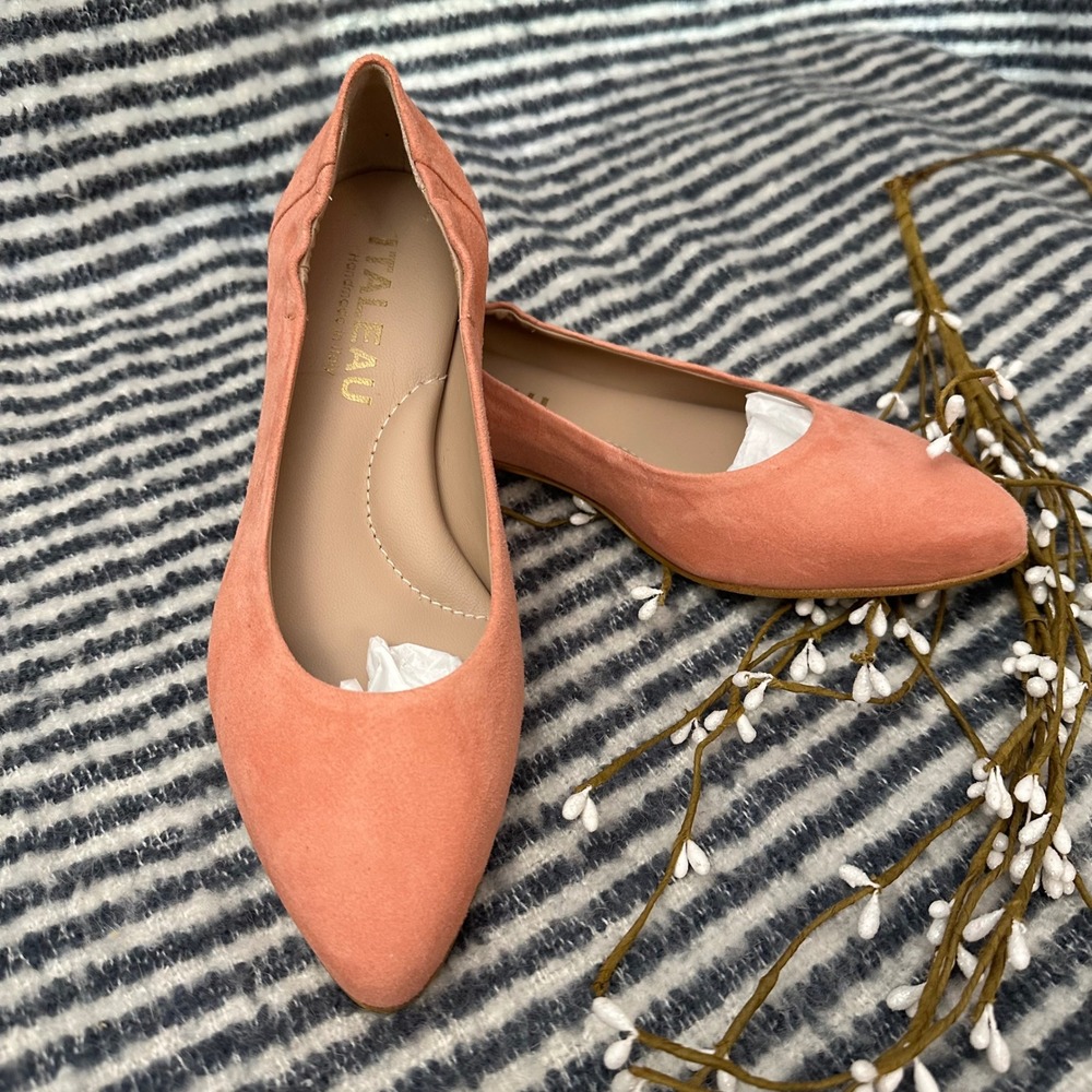 Italeau Mara Suede Ballet Phard Peach Flats Comfy Slip Ons Size 35 /USA 4.5‎ NEW